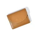 Minimalist brown leather mini wallet and card holder, compact and portable daily purse for women. - Brown