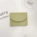 Minimalistische einfarbige PU Leder Geldbörse für Damen, süßer Mini Kartenhalter. - Hellgrün