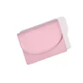 Pink minimalist leather card holder wallet, cute small coin purse for women and girls compact - Pink