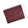 Dunkelbraune Kroko-Prägung Leder Kartenetui Münzbeutel Variante kompakte minimalistische Brieftasche - Krokodilmuster-Stil / Kaffeebraun