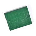 Grüne Kroko-Muster Damen Geldbörse, minimalistischer Kartenhalter, kompaktes Klappendesign. - Krokodilmuster-Stil / Dunkelgrün