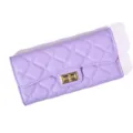 Women's Purple Quilted Long Wallet Classic Turn Lock PU Leather Elegant Clutch Purse - Purple