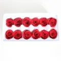 Rote konservierte Rosenköpfe für DIY Blumenarrangements, ewige Rosen Geschenkbox Dekor. - 10 Blumen/Box / Rot