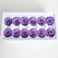 Por mayor cabezas de rosas preservadas 3-4cm rosas moradas reales 12pcs caja de embalaje - 10 flores/caja / Púrpura