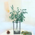 Bouquet di erba d'avena verde secca in vaso di vetro decorazione estetica per la casa - Blu