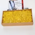 Yellow preserved moss boxed for DIY decor, floral crafts, and wall art arrangements. - Yellow