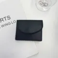 Schwarzes minimalistisches Klappkartenetui PU Leder Alltag kompakte Brieftasche - Koreanischer minimalistischer Stil / Schwarz