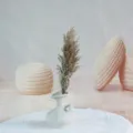 Piccoli fiori secchi erba pampas vaso ceramica bianco decorazione casa oggetti di scena - Canna colore naturale, 1 pz.