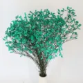 Dried crystal grass bouquet, vibrant turquoise floral decor for home living room display. - Teal Blue