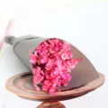 Mini dried flower crystal grass bouquet pink flowers wrapped in black paper for gift decor - Rose Red (Dyed)