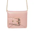 Roze mini schoudertas voor dames, stijlvolle crossbody tas met riemgesp en gouden ketting. - Roze