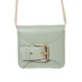Groene mini dames schoudertas met riemgesp en gouden ketting casual munten portemonnee - Groen