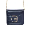 Zwarte mini crossbody tas voor dames, stijlvolle kleine lederen schoudertas met ketting. - Zwart