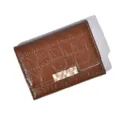 Korean style minimalist women wallet short brown coin purse with wavy buckle daily use compact. - Brown