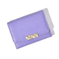 Purple women short wallet cute card holder minimalist solid color coin purse stylish fashion. - Purple