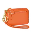 Orange coin purse with key chain, multi-card slot wallet, stylish daily use small bag - Orange