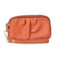Donna PU pelle doppia cerniera pochette portafoglio braccialetto borsa elegante - Arancione