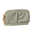 Borsa a pochette da polso in ecopelle PU verde chiaro con doppia cerniera per donna. - Verde