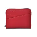 Rote Leder Reissverschluss Muenzenbrieftasche minimalistischer Kartenhalter Portemonnaie - Rot