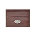 Korean chic brown crinkled leather card holder minimalist wallet for women slim style - Coffee