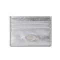 Silver metallic cardholder minimalist slim wallet for women with multiple card slots. - Silver
