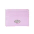 Pink leather card holder minimalist women short wallet slim credit card case cute pocket purse - Pink