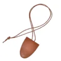 Collar porta gafas de cuero marrón, elegante accesorio de almacenamiento de gafas para mujeres. - Marrón