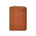 Braune PU-Leder Reisebrieftasche mit Reißverschluss und praktischem Passhalter Design. - Braun