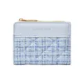 Blue tweed short women wallet chic stylish coin card holder pocket purse compact design - Blue