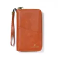 Braune PU Leder Reise Pass Inhaber Brieftasche mit Handschlaufe, langlebige Reißverschluss Tasche. - Braun