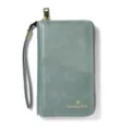 Langer Reisepass-Geldbeutel mit Reißverschluss, grau-grüne PU-Leder-Organizer-Tasche. - Grün