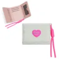 Korean style short trifold wallet for women with cute pink heart pendant and lanyard. - Light Green (Style: SZ598-017)