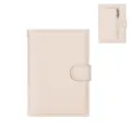 Beige Kunstleder Reisepasshülle Reise-Geldbörse mit Reißverschlussfach und Druckknopf. - Weiß