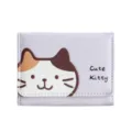 Portafoglio donna in pelle PU viola a tre ante con simpatico design di gatto - 10.5CM*8CM*1.5CM / Viola chiaro
