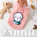 Pink fleece pet vest winter warm dog clothes with cute puppy embroidery and size chart - M / Pink