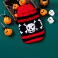 Halloween pet dog sweater red black knitted skull costume puppy clothes size variant item - XS / Skull