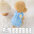 Blue fleece dog vest winter warm pet apparel with cute fried egg pattern for small puppies. - M / Blue-Smiley Face