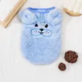 Winter fleece warm pet vest, blue cute puppy embroidered dog clothes size S to XL variant. - S / Blue