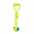 Dog cotton rope chew toy, green and blue interactive molar training toy, S size, 27cm length - Hand-Pull Ball
