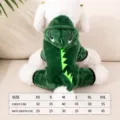 Cute dinosaur dog hoodie winter warm fleece four-leg pet costume apparel green S-XXL - XS / Embroidered Dinosaur