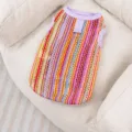 Summer colorful striped mesh dog vest breathable small pet clothes for summer outdoor - S / Pink