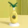 Cat toy tumbler with catmint ball and feather in durian yellow for cute kitten pets - Yellow