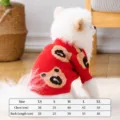 Red knitted dog sweater, cute bear pattern, two-legged warm pet winter apparel, size XS-XL. - M / Red