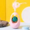 Pink Cat Toy Tumbler with Feather and Ball Interactive Pet Toy for Kittens - Pink Bell Ball