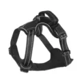 Black dog harness vest with reflective strips, breathable mesh and durable D-ring for walks. - S (Chest 33-63) / Black