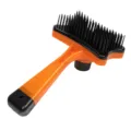 Pet grooming brush orange black cat dog hair removal slicker comb ergonomic handle tool - Orange