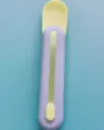 Paarse en gele kattenstrip lepel, huisdier snack knijper, schattig kattenvoer voedingsaccessoire - Lichtblauwe Lepel en Gele Deksel