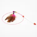 Jouet pour chat baguette avec fil plumes colorées et clochette pour divertissement interactif. - Fil d'Acier Plume