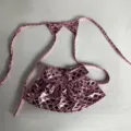 Cute pink pet bikini summer cat dog swimsuit metallic mermaid scale strap pet swimwear clothes - Pink
