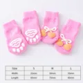 Cute pink knit pet socks for small dogs and cats, anti-slip paw design, size S, M, L. - S / Pink